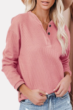 Casual Solid Buckle O Neck Tops(6 Colors)