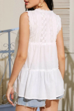 Elegant Embroidery Lace Frenulum O Neck Tops