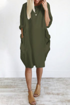 Casual Solid Solid Color O Neck Long Sleeve Dresses