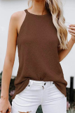 Casual Solid Split Joint Halter Tops