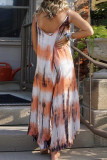 Casual Vacation Print Tie Dye Patchwork V Neck Sling Dress Dresses