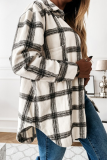 Casual Plaid Buckle Turndown Collar Tops