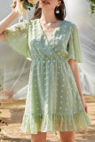 Fashion Simplicity Solid Split Joint V Neck A Line Dresses