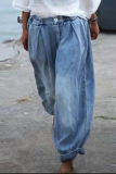 Casual Solid Split Joint Fold Loose Wide Leg Solid Color Bottoms