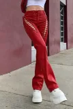 Sexy Solid Frenulum Regular Mid Waist Pencil Solid Color Bottoms