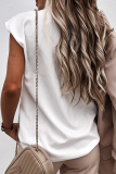 Casual Solid Split Joint V Neck T-Shirts