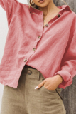 Casual Solid Patchwork Turndown Collar Tops