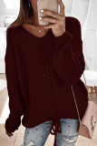 Fashion Street Adult Solid Patchwork Pullovers V Neck Tops
