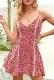 Fashion Street Print Split Joint V Neck A Line Dresses