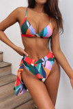 Fashion Vacation Print Split Joint Swimwears Three-piece Set
