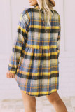 Casual Plaid Buckle Buttons Turndown Collar Tops