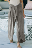 Casual Solid Make Old Frenulum Loose Wide Leg Solid Color Bottoms