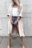 Elegant Solid Solid Color Turn-back Collar Outerwear