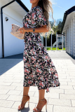 Fashion Elegant Floral Frenulum V Neck A Line Dresses