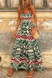 Casual Vacation Geometric Patchwork Square Collar Printed Dress Dresses