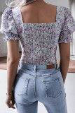 Fashion Casual Solid Split Joint Square Collar Tops