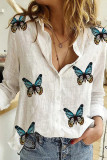 Fashion Casual Polka Dot Patchwork Printing Turndown Collar Tops