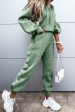 Street Sportswear Solid Patchwork Draw String Hooded Collar Long Sleeve Two Pieces