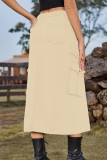 Casual Street Solid Slit High Waist Denim Skirts(5 Colors)