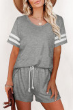 Fashion Casual Solid Split Joint O Neck Short Sleeve Two Pieces