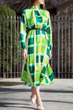 Casual Plaid Print Patchwork Half A Turtleneck Dresses(Without Belt)