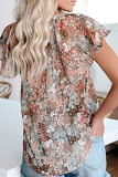 Fashion Casual Print Split Joint V Neck Tops