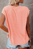 Fashion Street Solid Split Joint O Neck T-Shirts