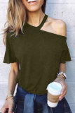 Elegant Solid Asymmetrical Halter T-Shirts