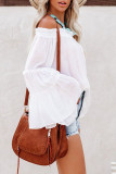Street Solid Fold Off the Shoulder Tops