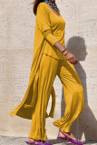 Solid Solid Color O Neck Long Sleeve Two Pieces