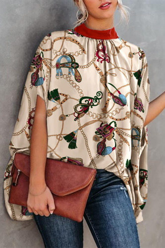 Casual Print Printing O Neck Tops