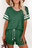 Fashion Casual Solid Split Joint O Neck Short Sleeve Two Pieces