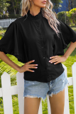 Fashion Solid Split Joint Buckle Stringy Selvedge Collar Tops
