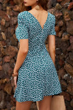 Fashion Street Print Split Joint V Neck A Line Dresses