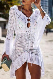 Fashion Vacation Solid Hollowed Out Swimwears Cover Up