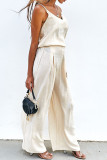 Fashion Sportswear Solid Split Joint V Neck Sleeveless Two Pieces