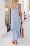 Casual Solid Backless Halter A Line Dresses