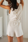 Fashion Street Solid With Belt O Neck Loose Rompers