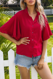 Fashion Solid Split Joint Buckle Stringy Selvedge Collar Tops