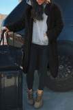 Fashion Turndown Collar Pocket Long Sleeved Coat