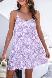 Fashion Street Print Split Joint Spaghetti Strap A Line Dresses