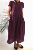 Casual Street Solid Pocket O Neck Short Sleeve Dress Dresses
