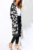 Casual Print Pocket Contrast Tops Sweater