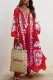 Casual Print Patchwork V Neck Printed Dresses(6 Colors)
