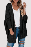 Casual Solid Pocket V Neck Tops Sweater