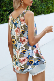 Casual Print Split Joint O Neck Tops