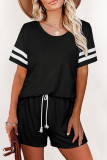 Fashion Casual Solid Split Joint O Neck Short Sleeve Two Pieces