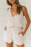 Fashion Street Solid Split Joint V Neck Sleeveless Two Pieces