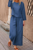 Casual Solid Solid Color O Neck Long Sleeve Two Pieces