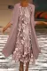 Elegant Print Patchwork O Neck Long Sleeve Two Pieces